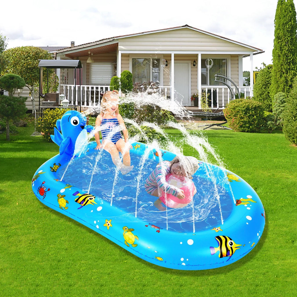 Large Durable Inflatable Pool with Sprinkler - Swimming Kiddie Pool Sprinkler for Kids; Summer Pool for Backyard
