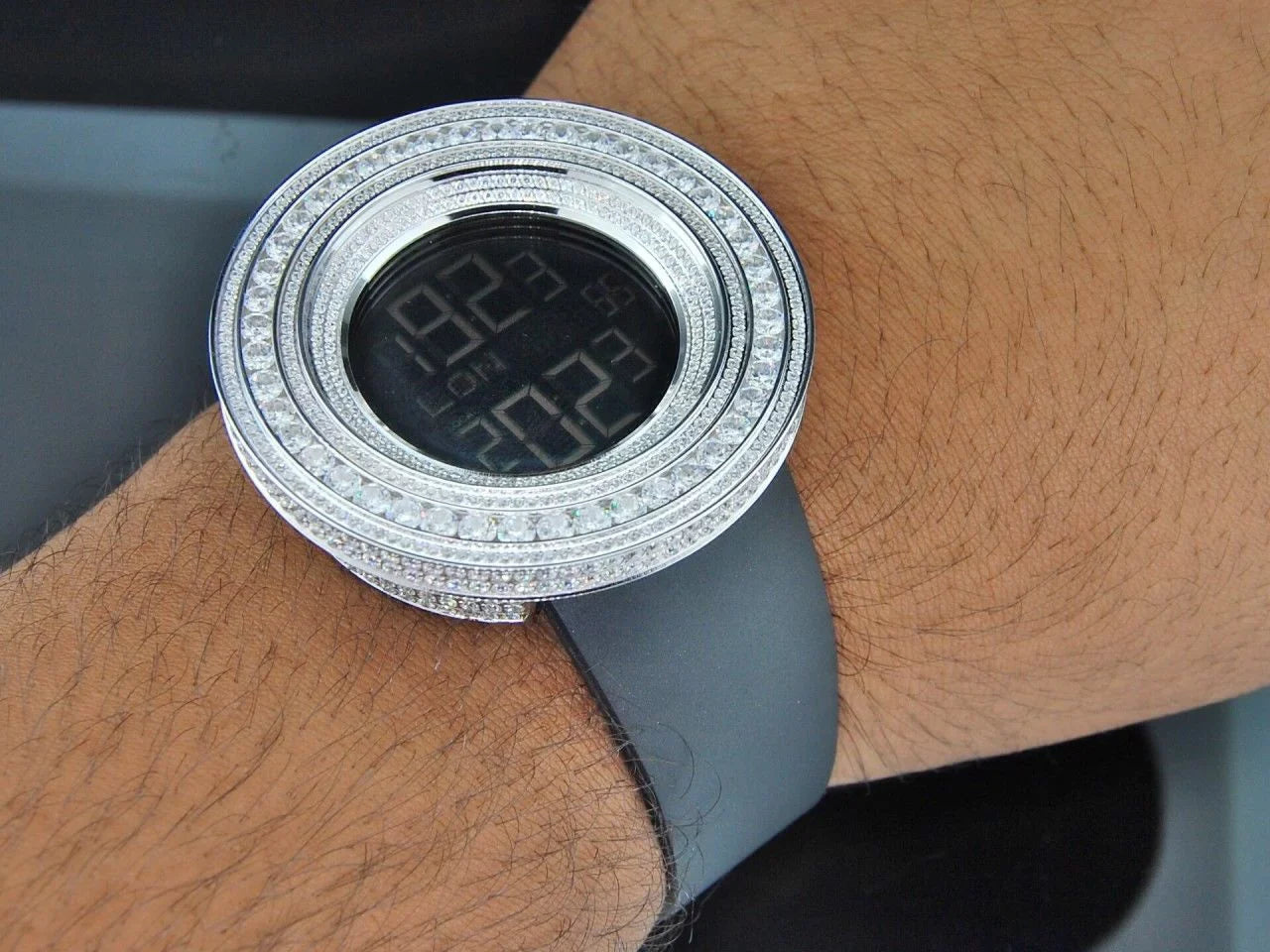 Mens Techno Com KC Joe Rodeo JoJino 15 ct Custom White Simulated Diamond Watch