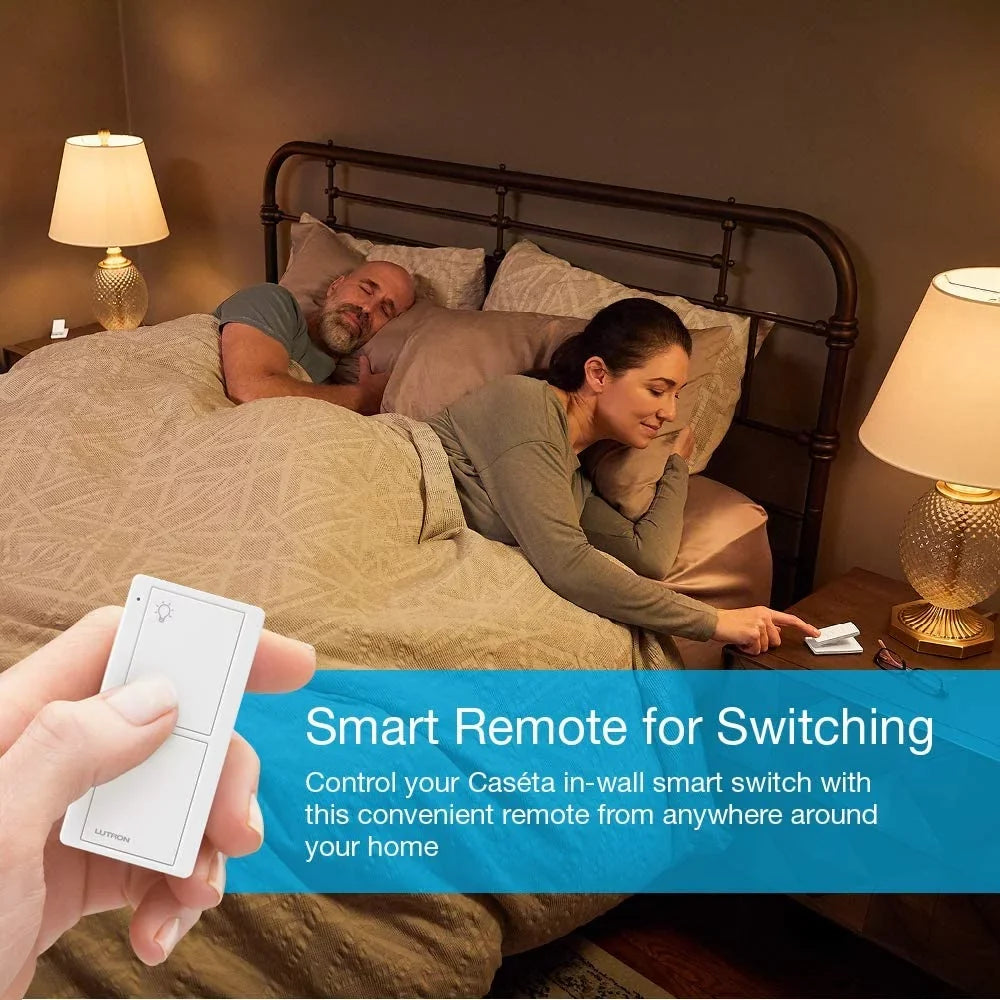 Lutron On/Off Switching Pico Remote for Caseta Smart Home Switch with Wallplate Bracket | PJ2-2B-GWH-L01 | White