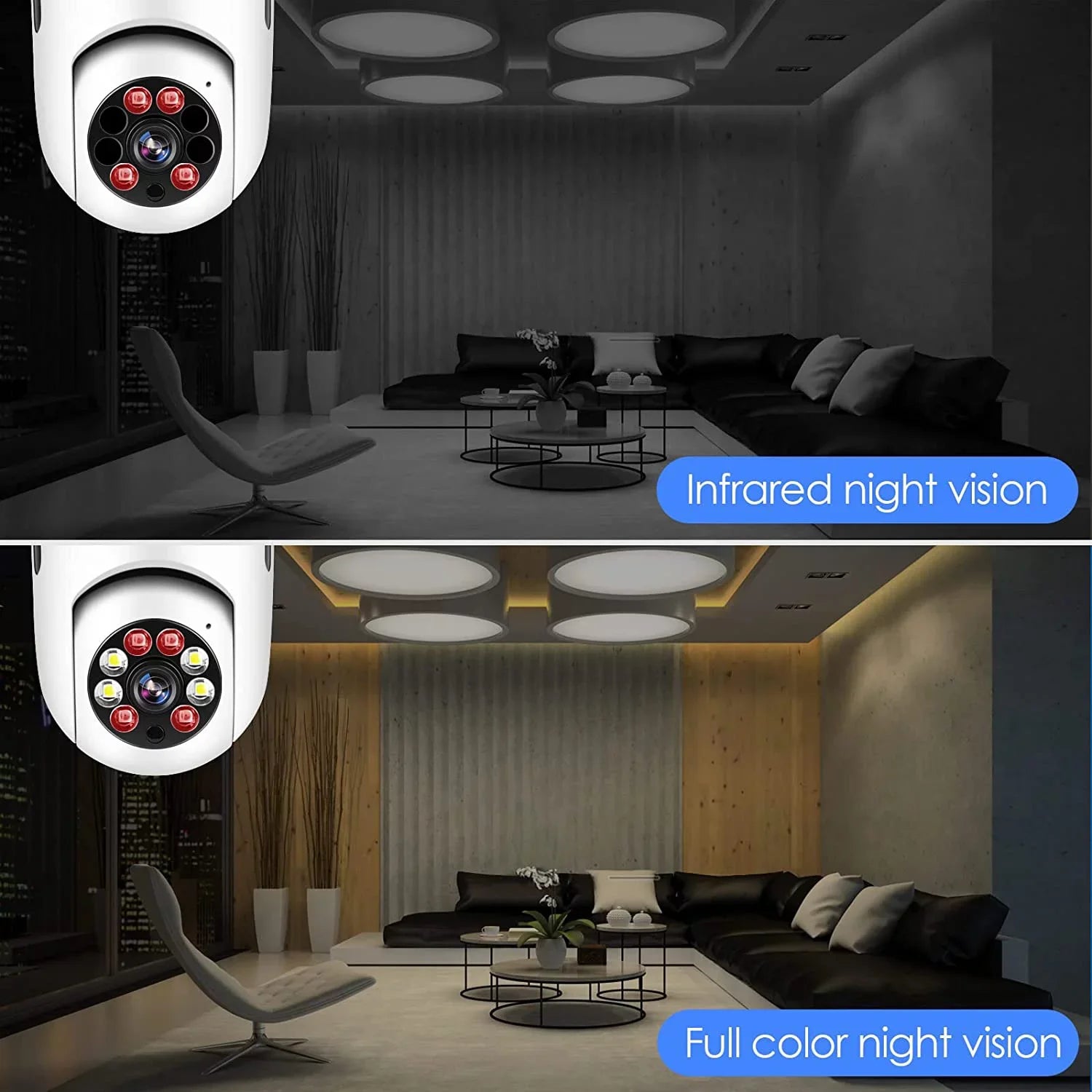 Light Bulb Camera; 1080P Wi-Fi E27 Security Camera; 360 Degrees Outdoor Surveillance Camera; Full-Color Camera Mobile Phone Remote View and Night Vision(2 PCS)