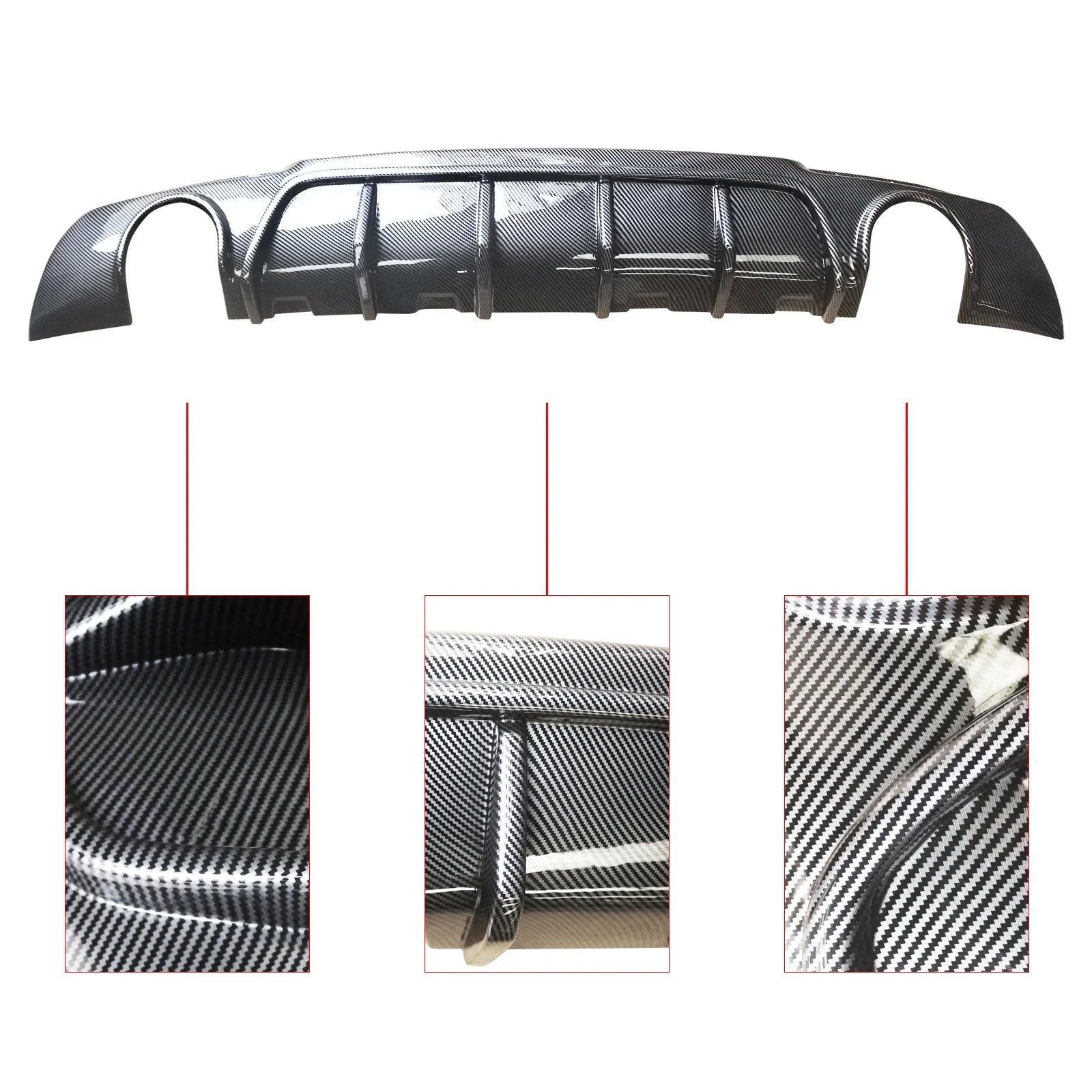 NINTE Rear Diffuser Lip for Chrysler 300 SRT 2015-2023 Carbon Fiber Style Round Exhaust