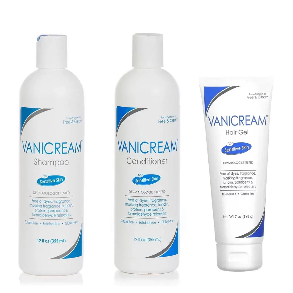 Vanicream Shampoo; Conditioner and Hair Gel For Sensitive Skin; 12 oz & 7 oz