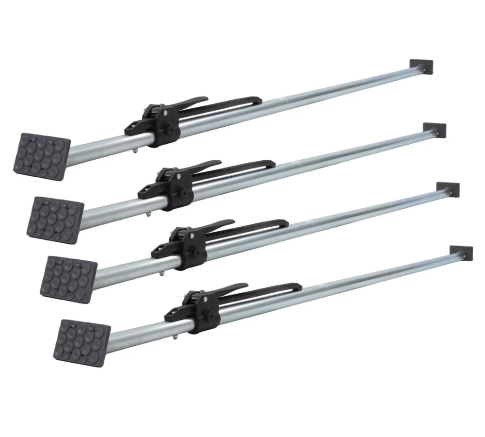 (4 - Pack) 89.75" to 104.5" cmes Long Steel Adjustable Load Lock Bar for Cargo Tie-Down in Enclosed Trucks and Semi Trailers with 2" - 4" Pads