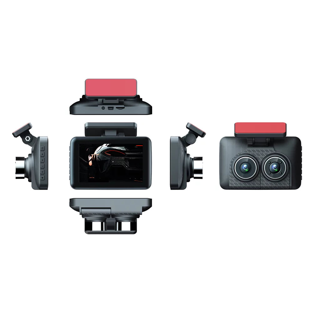 ammoon 3 Cameras Dash Cam; Clear Car Rearview Mirror; Wide Angle Car Camera Recorder; Auto Safety Driving Recorder