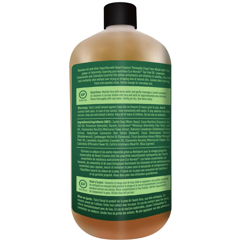 Desert Essence; Thoroughly Clean Face Wash With Tea Tree Oil; Hydrating & Non-Drying; 32 Fl Oz (Pack Of 2)