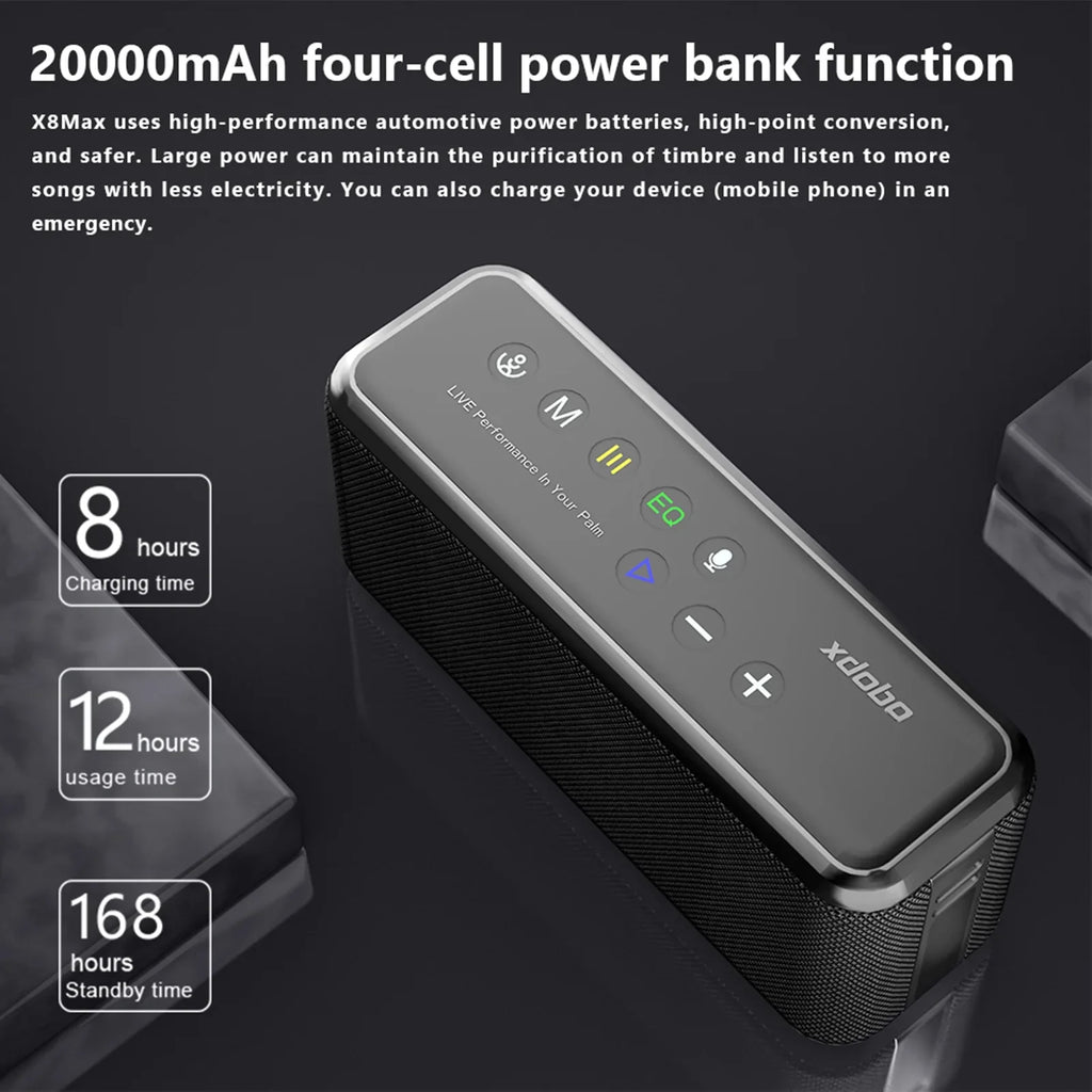 Anself XDOBO X8 MAX Portable Wireless Speaker with BT5.0 Technology and IPX5 Liquidproof Features; HiFi Sound; AUX USB Flash Drive TF Card Support; Long Playtime - Subwoofer Portable Speaker