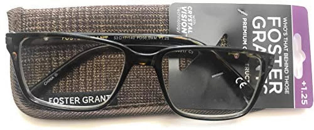 Foster Grant Men's Cyrus Tortoise Reading Glasses r with Case +1.50