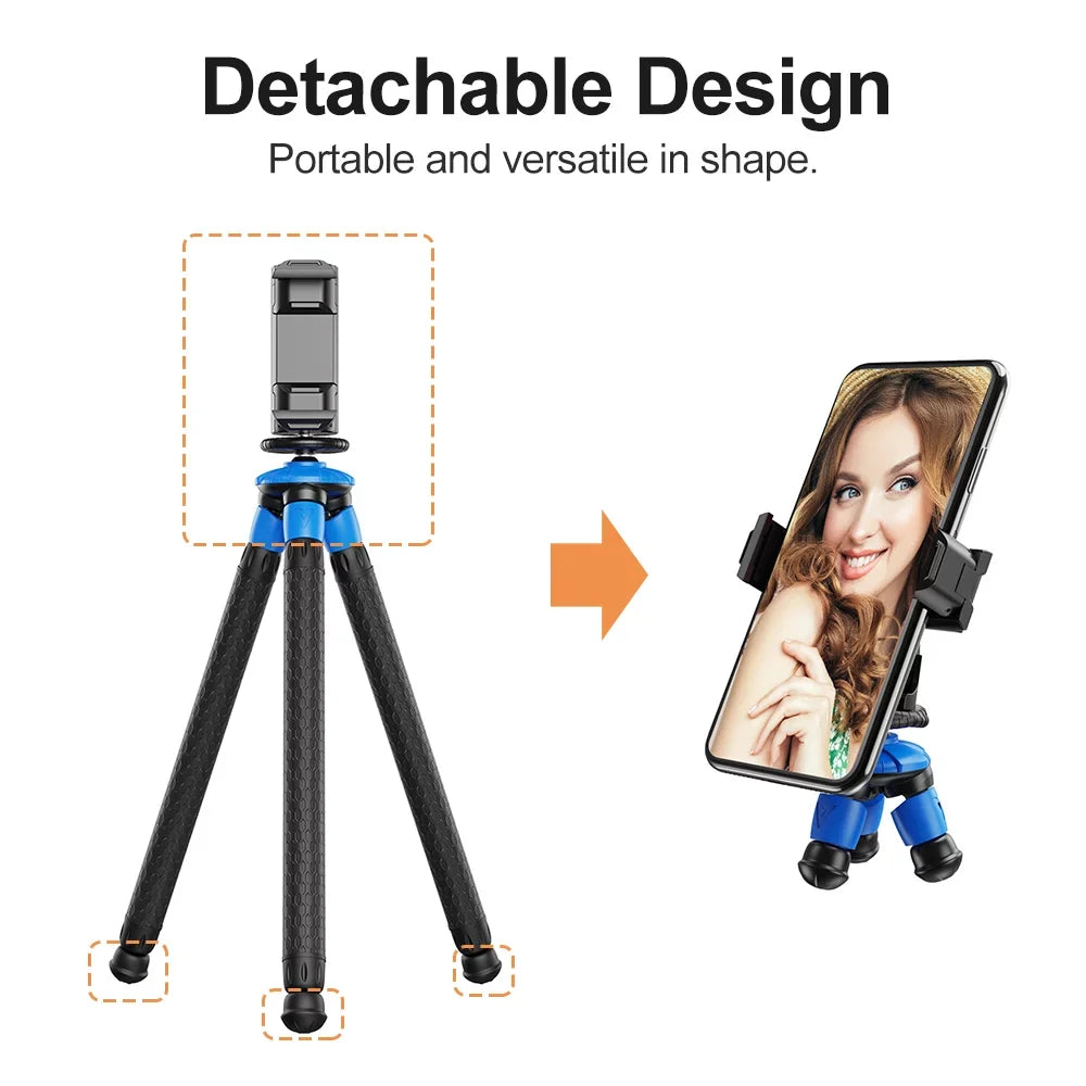 Apexel Flexible Octopus Tripod; Portable Travel Phone Tripod for DSLR Camera; Max Load 3kg