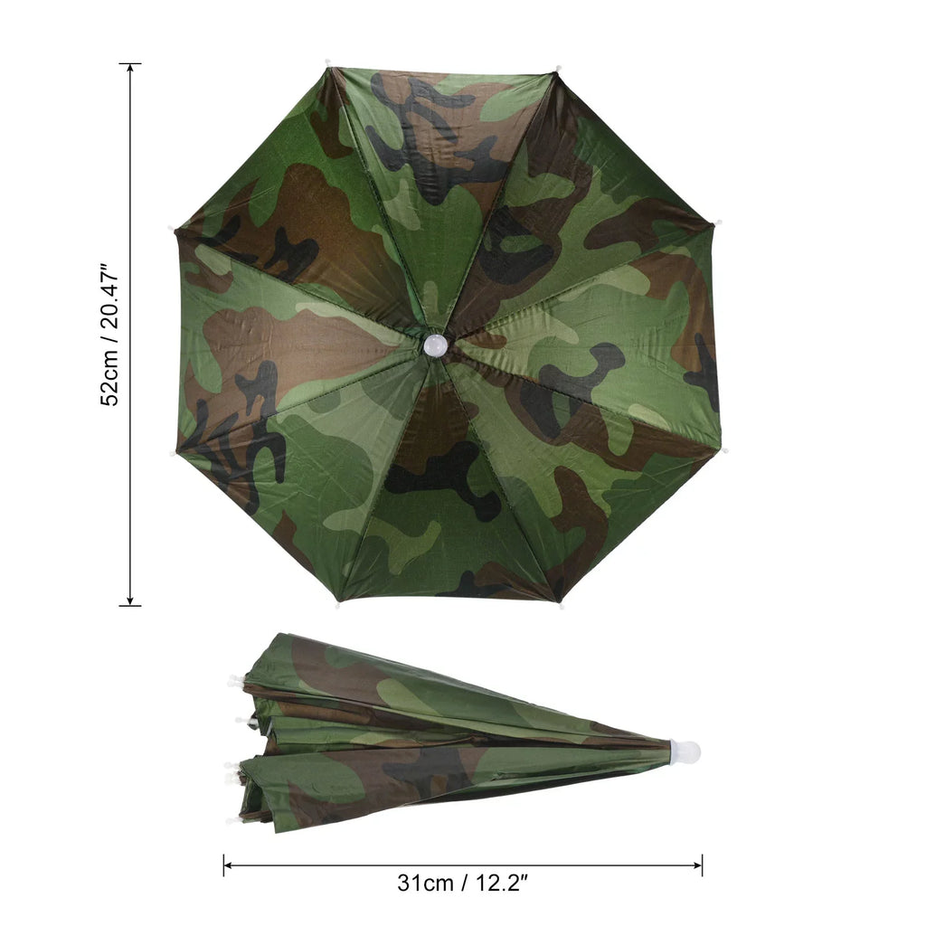 Uxcell 20" Fishing Umbrella Hat Folding Sun Rain Cap Head Umbrella Camo 4 Pack