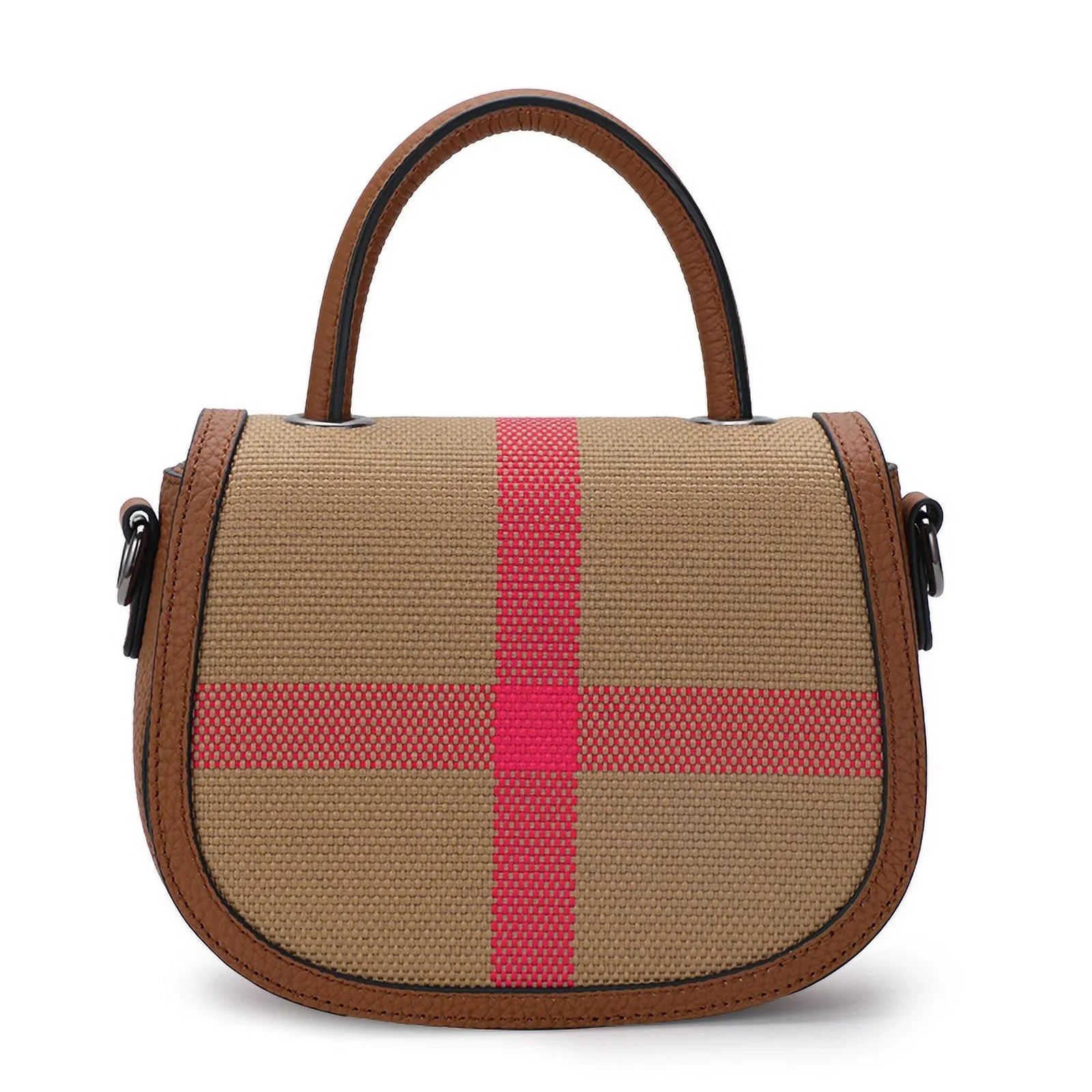 Aidrani New Women's One Shoulder Crossbody Bag Canvas with Cowhide Saddle Bag