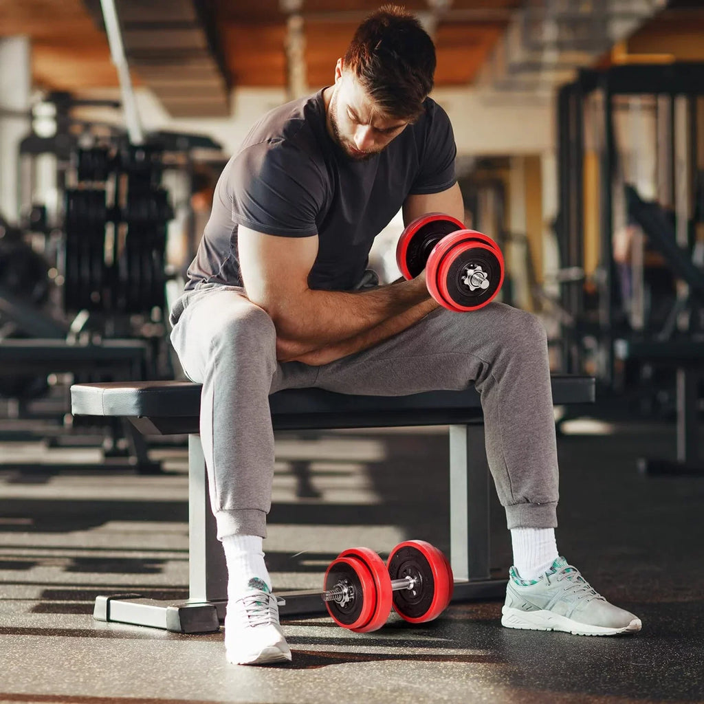 Soozier Adjustable Dumbbell Set; Convertible to Barbell Weight Set for Home Gym Women and Men Weight Lifting Training
