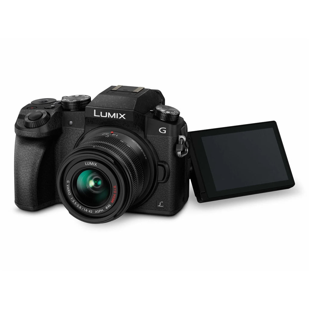 Panasonic Lumix G7 16 Megapixel Mirrorless Camera with Lens; 0.55"; 1.65" (Lens 1); 1.77"; 5.91" (Lens 2); Black