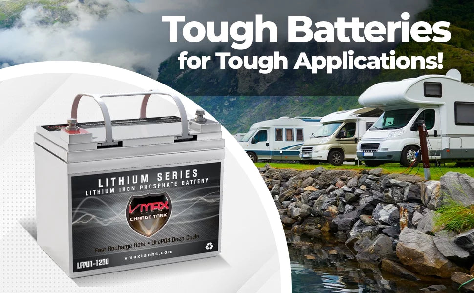 VMAX LFPU1-1230 Group U1 12V Drop-In-Ready Marine Battery 385Wh 30AH Lithium Iron LiFePO4 with built in BMS Lightweight ideal for Small Boats; Canoe Kayak Inflatable (8.4LBS)