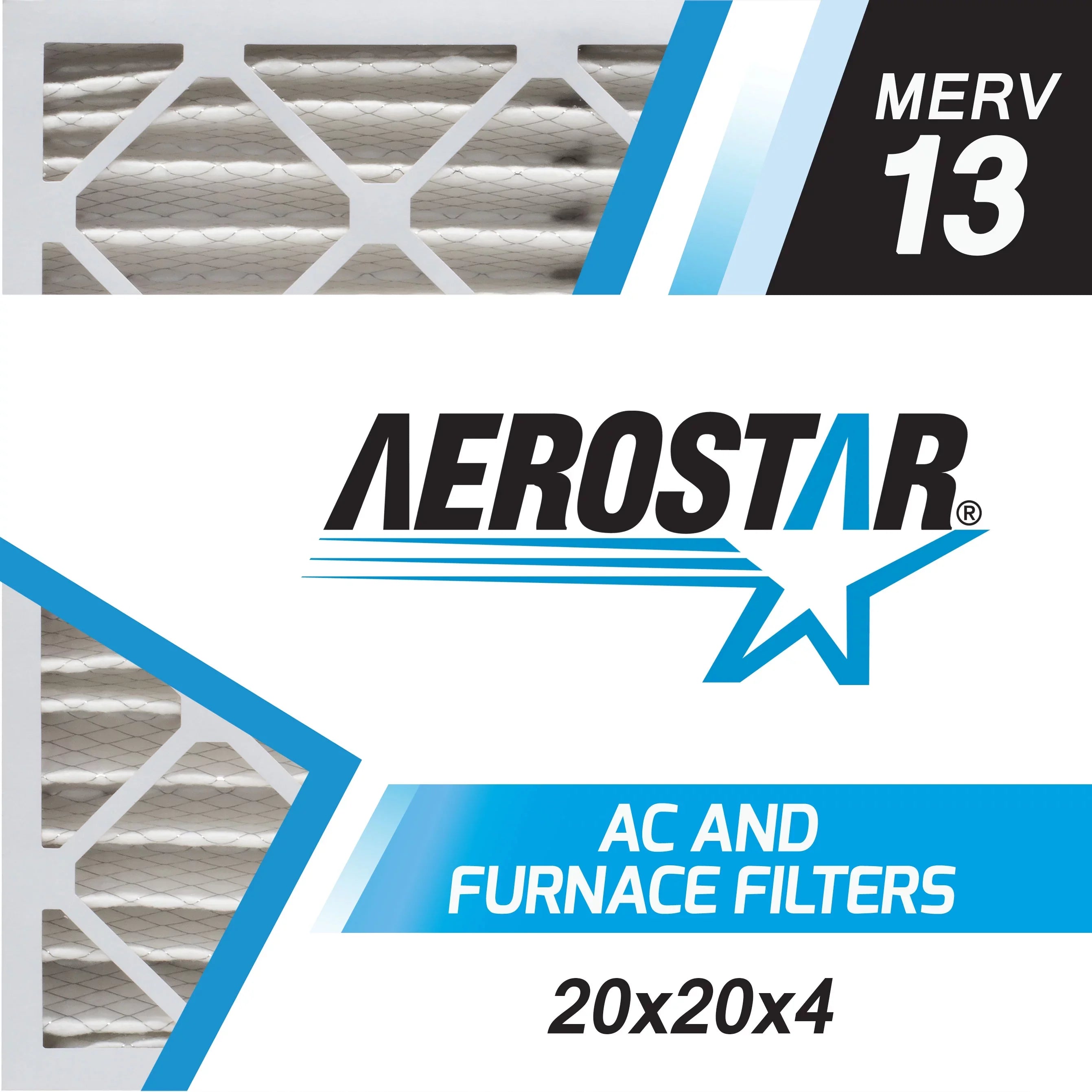 Aerostar 20x20x4 MERV 13; Air Filter; 20 x 20 x 4; Box of 4