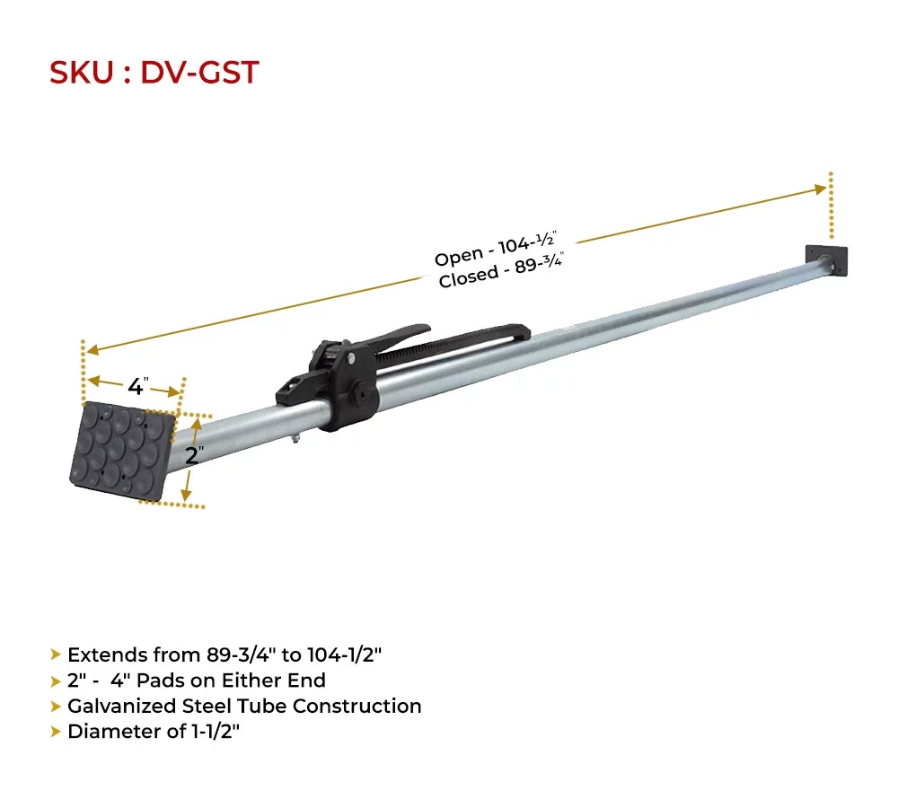 (4 - Pack) 89.75" to 104.5" cmes Long Steel Adjustable Load Lock Bar for Cargo Tie-Down in Enclosed Trucks and Semi Trailers with 2" - 4" Pads