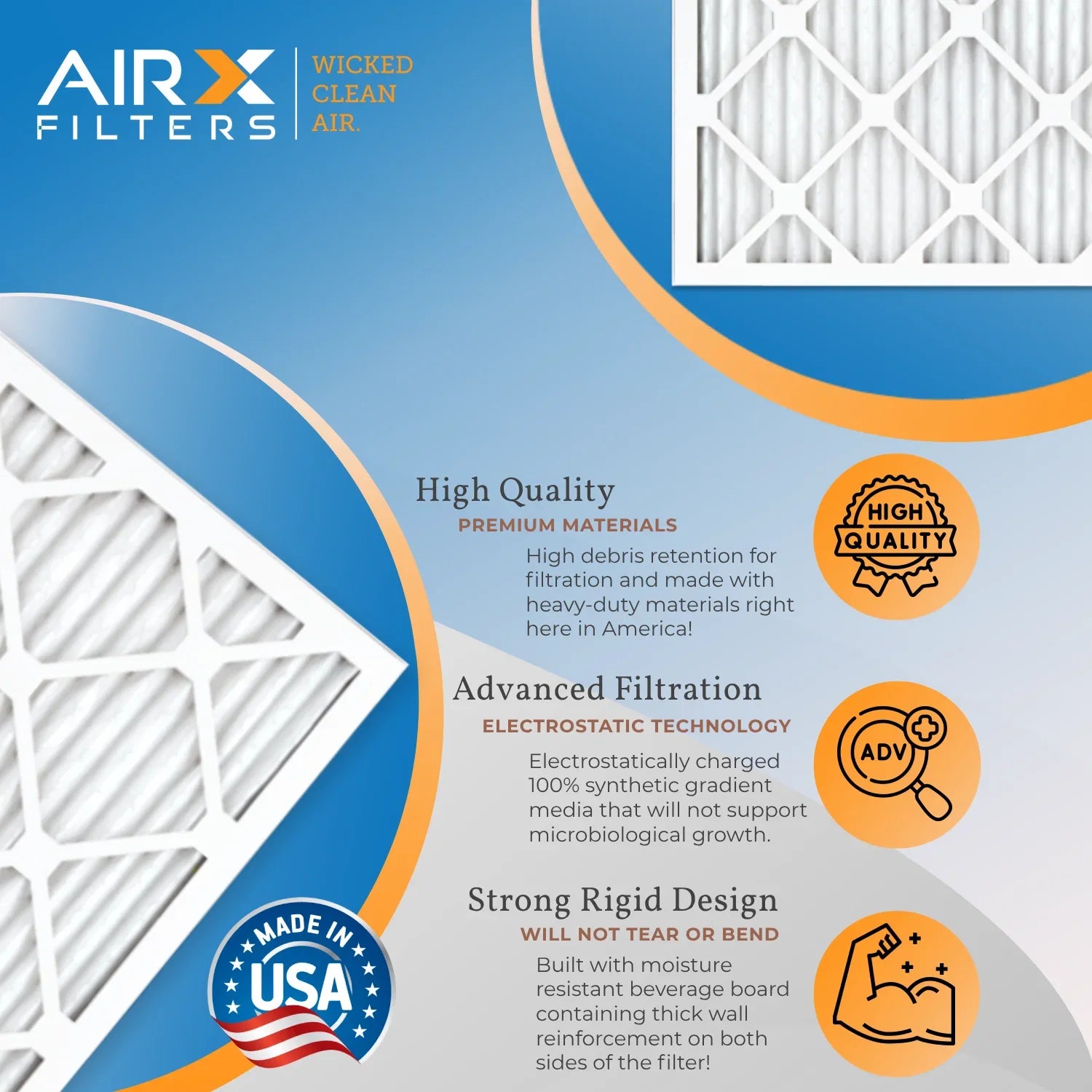 14x25x1 Air Filter MERV 11 Rating; 12 Pack of Furnace Filters Comparable to MPR 1000; MPR 1200; FPR 7; High Efficiency 12 Pack of Furnace Filters Made in USA by AIRX FILTERS WICKED CLEAN AIR.