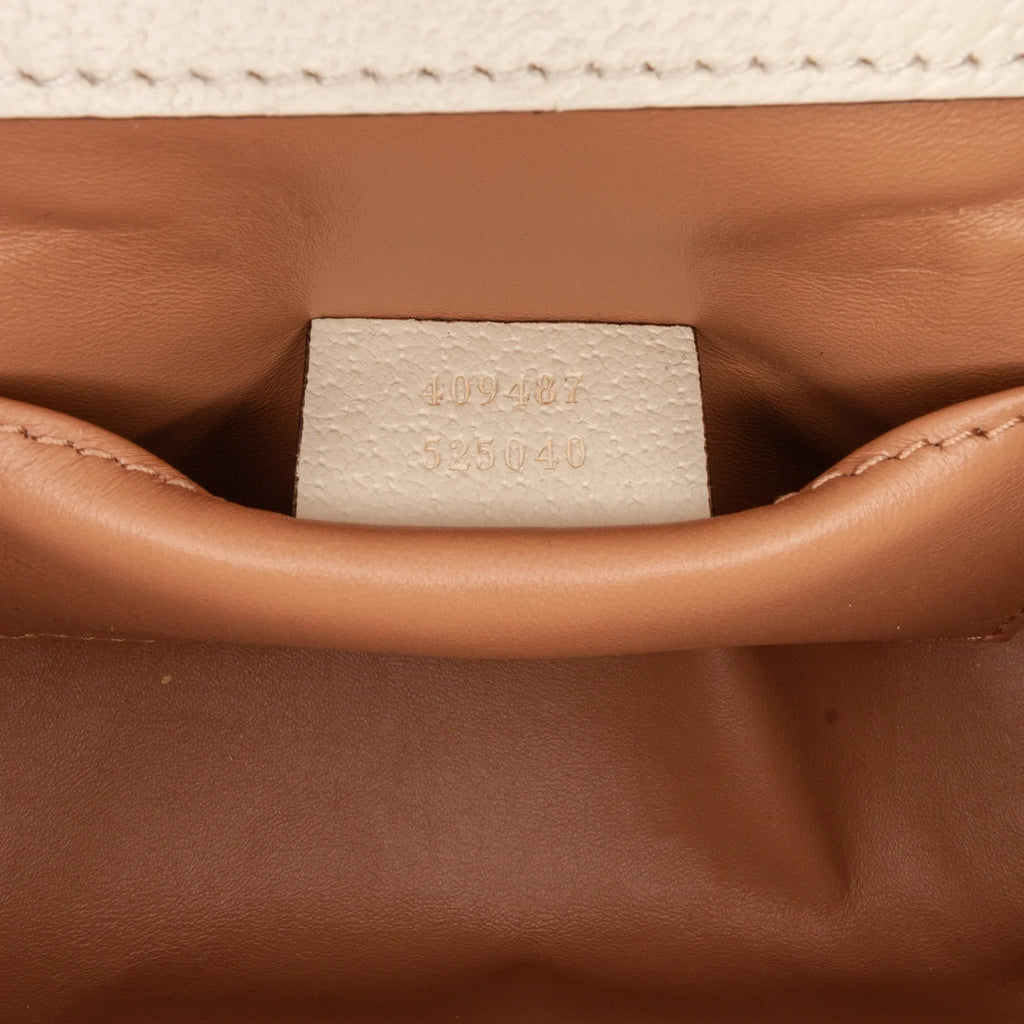 Pre-Owned Authenticated Gucci Small Berry Padlock Shoulder Bag Calf Leather White Unisex (New with Defects)