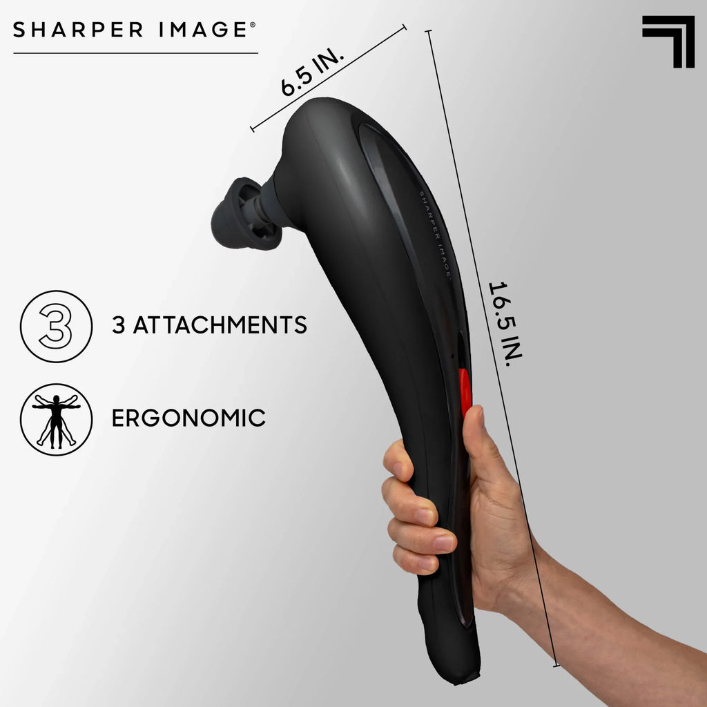 Sharper Image® Deep-Tissue Massager with Swappable Heads; Personal Massage for Neck and Back with Kneading and Soothing Heat; Relaxation and Calming Sensation; Interchangeable Nodes