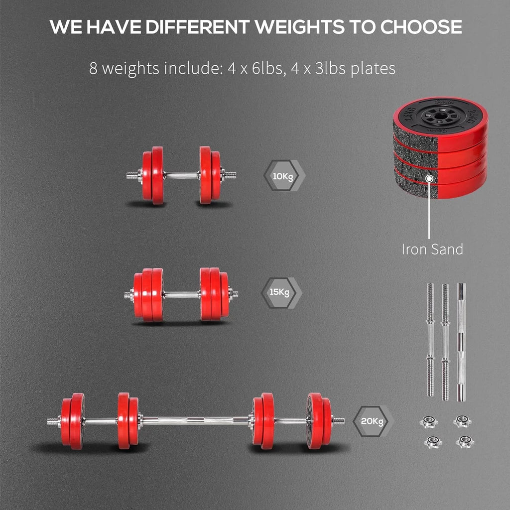 Soozier Adjustable Dumbbell Set; Convertible to Barbell Weight Set for Home Gym Women and Men Weight Lifting Training