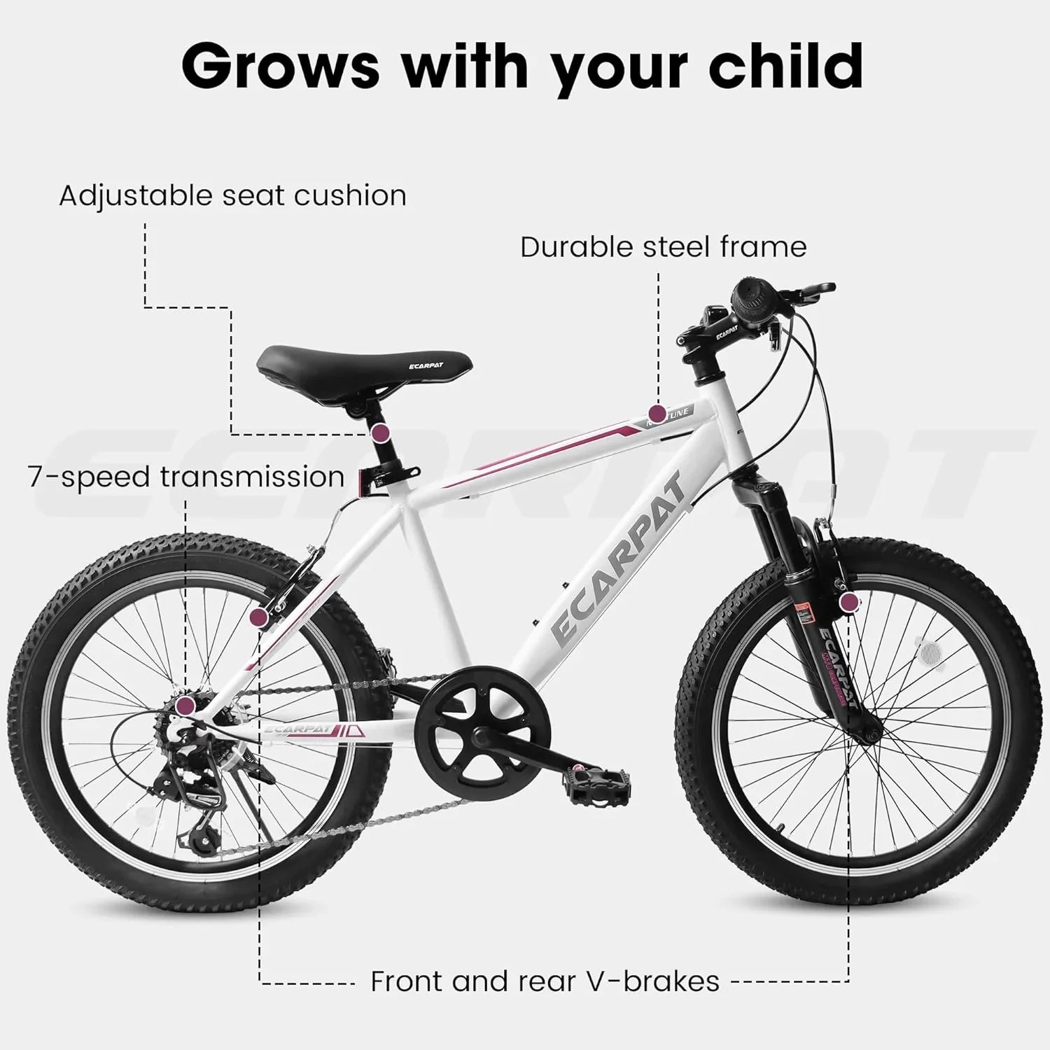 Ecarpat Kids’ Bike 20 foot Wheel; 20 foot Mountain Bike 7-Speed; Boys Girls Child Kids’ Bicycles