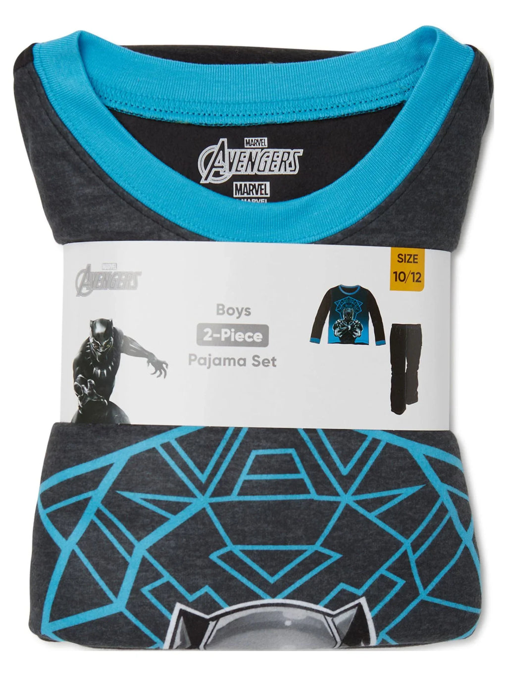Black Panther Boys Long Sleeve Top and Pants Pajama Sleep Set; 2-Piece; Sizes 4-12