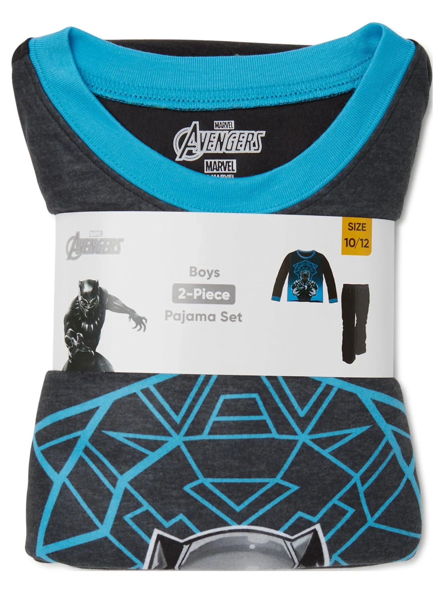 Black Panther Boys Long Sleeve Top and Pants Pajama Sleep Set; 2-Piece; Sizes 4-12