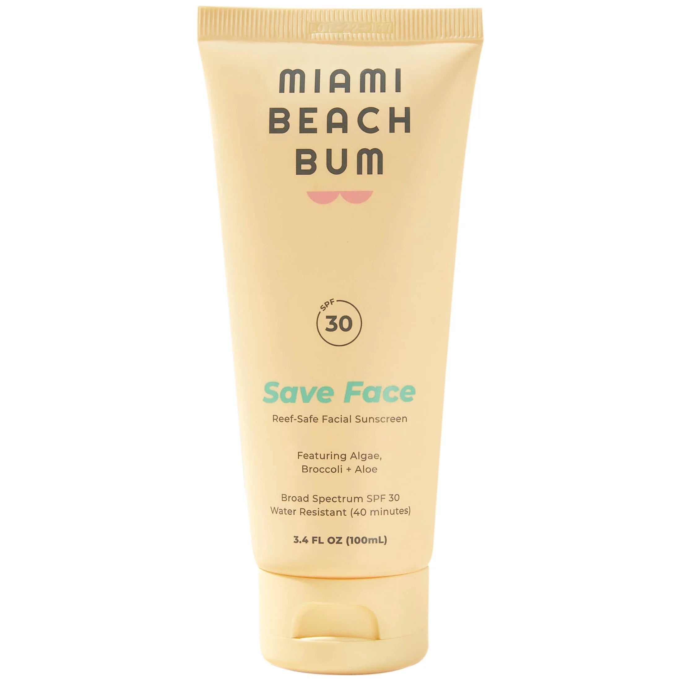 Miami Beach Bum Reef-Safe SPF30/ 40 Min Resistant Mineral Broccoli Face Cream; Fragrance-free; 3.4oz