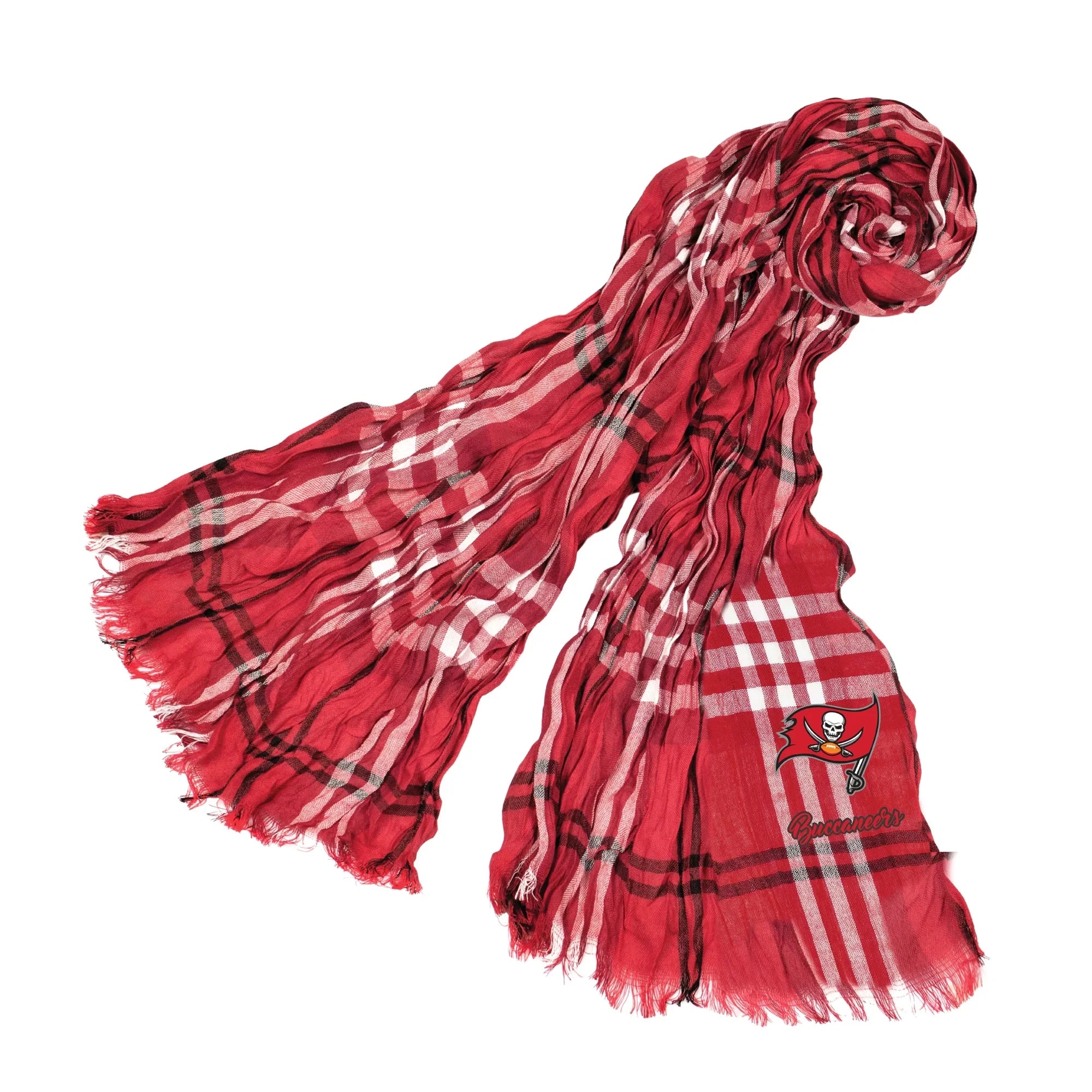 Little Earth - NFL Crinkle Plaid Scarf; Tampa Bay Buccaneers