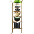 6-Tier Cookware Stand; Carbon Steel Multi-Layer Pot Rack; 61-inch Cookware Shelf; Copper Cookware Storage Tower; Unassembled Kitchen Corner Shelf Rack for Pans; Pots; Baskets Kettles Storage