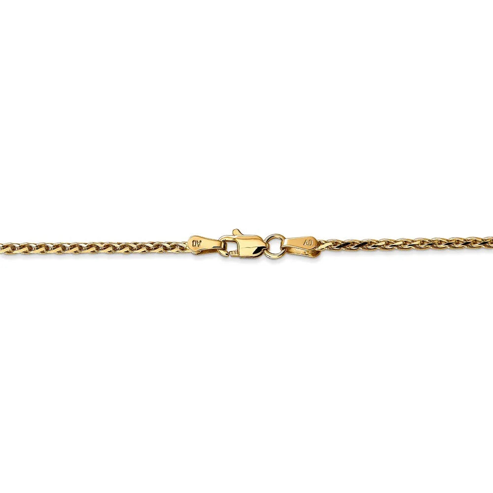 Real 14kt Yellow Gold 1.9mm Diamond Cut Parisian Wheat Chain Chain Bracelet; for Adults and Teens; for Women and Men