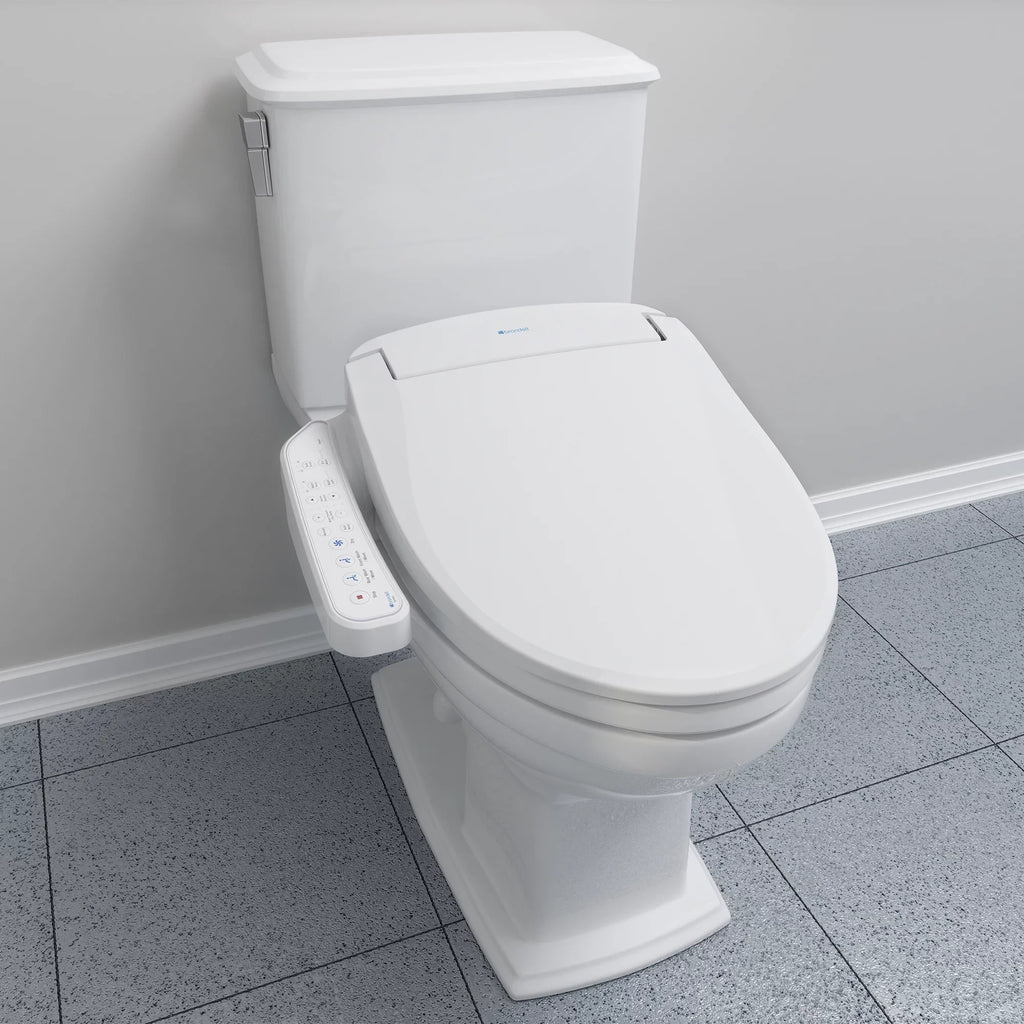 Brondell Swash SE400 Bidet Seat with Sidearm; Dryer and Stainless Steel Nozzle; Round White