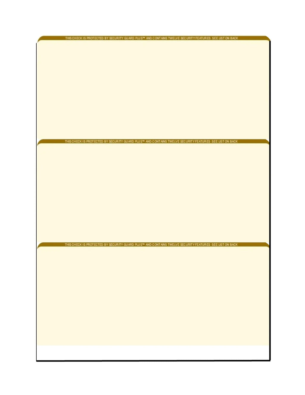 Zapco High-Security Check Paper; Organic w Complex Background Pattern; 8-1/2" x 11"; Microperfed with 3-Up Checks; 12 Security Features - PACK OF 100 SHEETS
