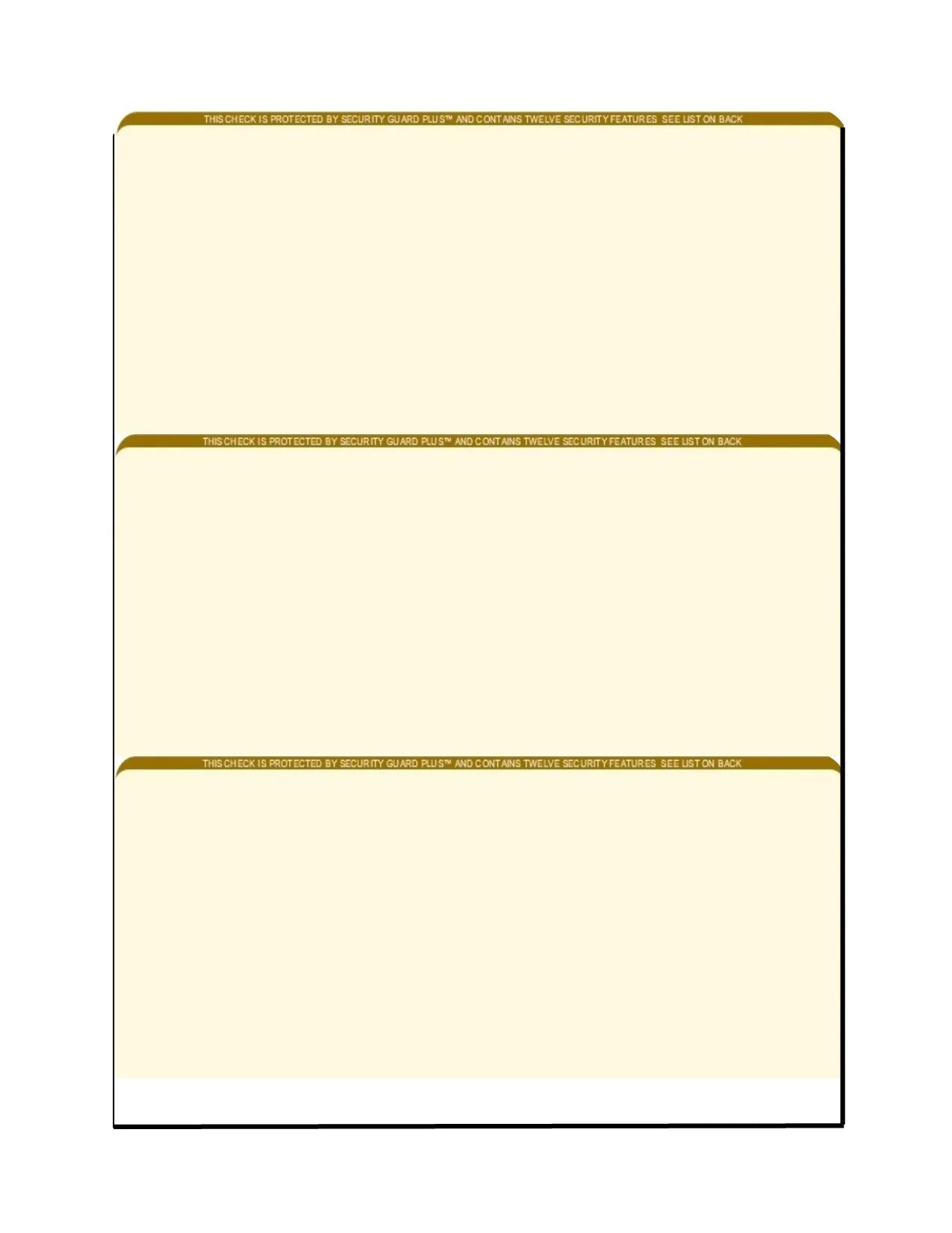 Zapco High-Security Check Paper; Organic w Complex Background Pattern; 8-1/2" x 11"; Microperfed with 3-Up Checks; 12 Security Features - PACK OF 100 SHEETS