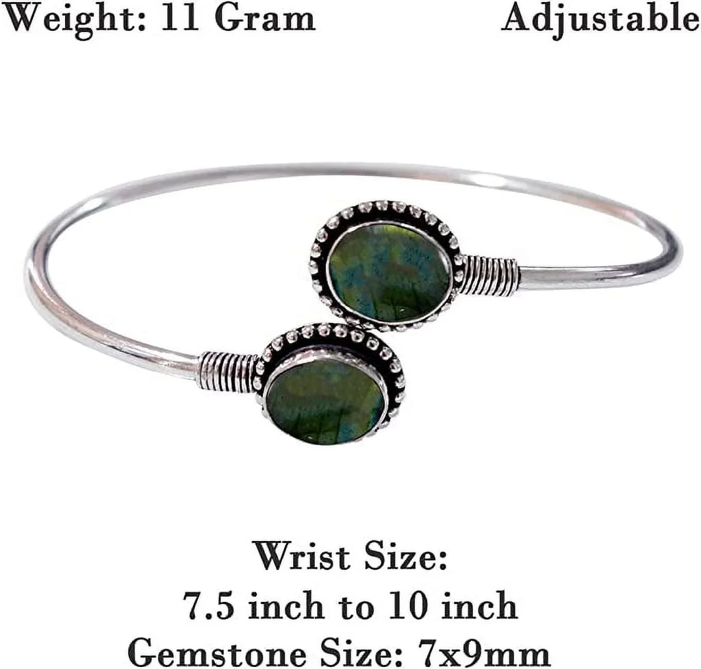 Handmade Cuff Bracelet For Women; Bohemian Tribal Design Silver Plated Natural labradorite Gemstone Modern Designer Fashion Bracelet; Party Boho Jewellery