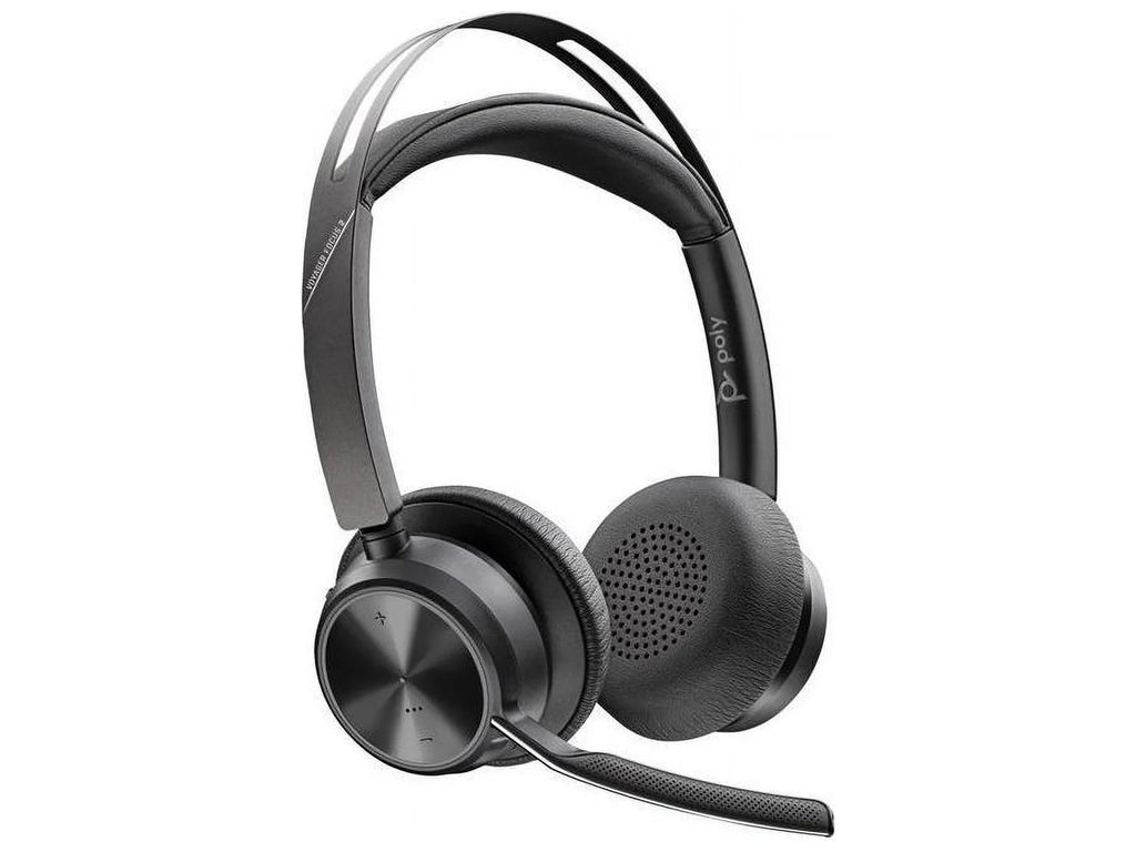 Poly Voyager Focus 2 USB-A Bluetooth Stereo Headset - Siri; Google Assistant - Stereo - USB Type A - Wired/Wireless - Bluetooth - 298.6 ft - 20 Hz - 20 kHz - On-ear; Over-the-head - Binaural - Supr...