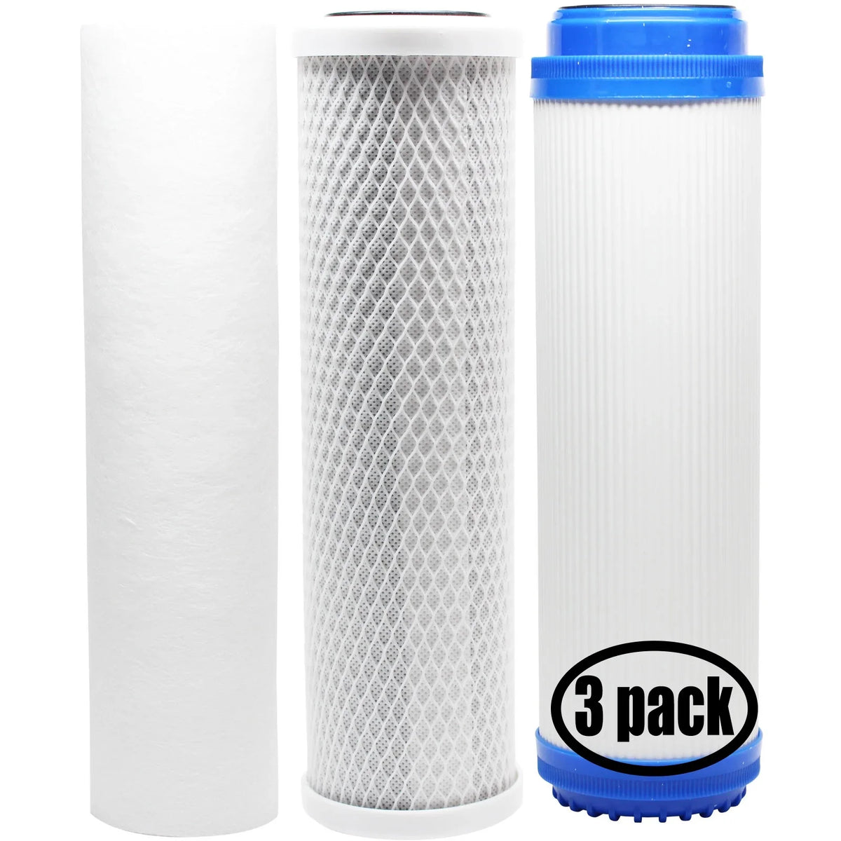 3-Pack Replacement for Filter Kit for MaxFluid 103461 RO System - Includes Carbon Block Filter; PP Sediment Filter & GAC Filter - Denali Pure Brand