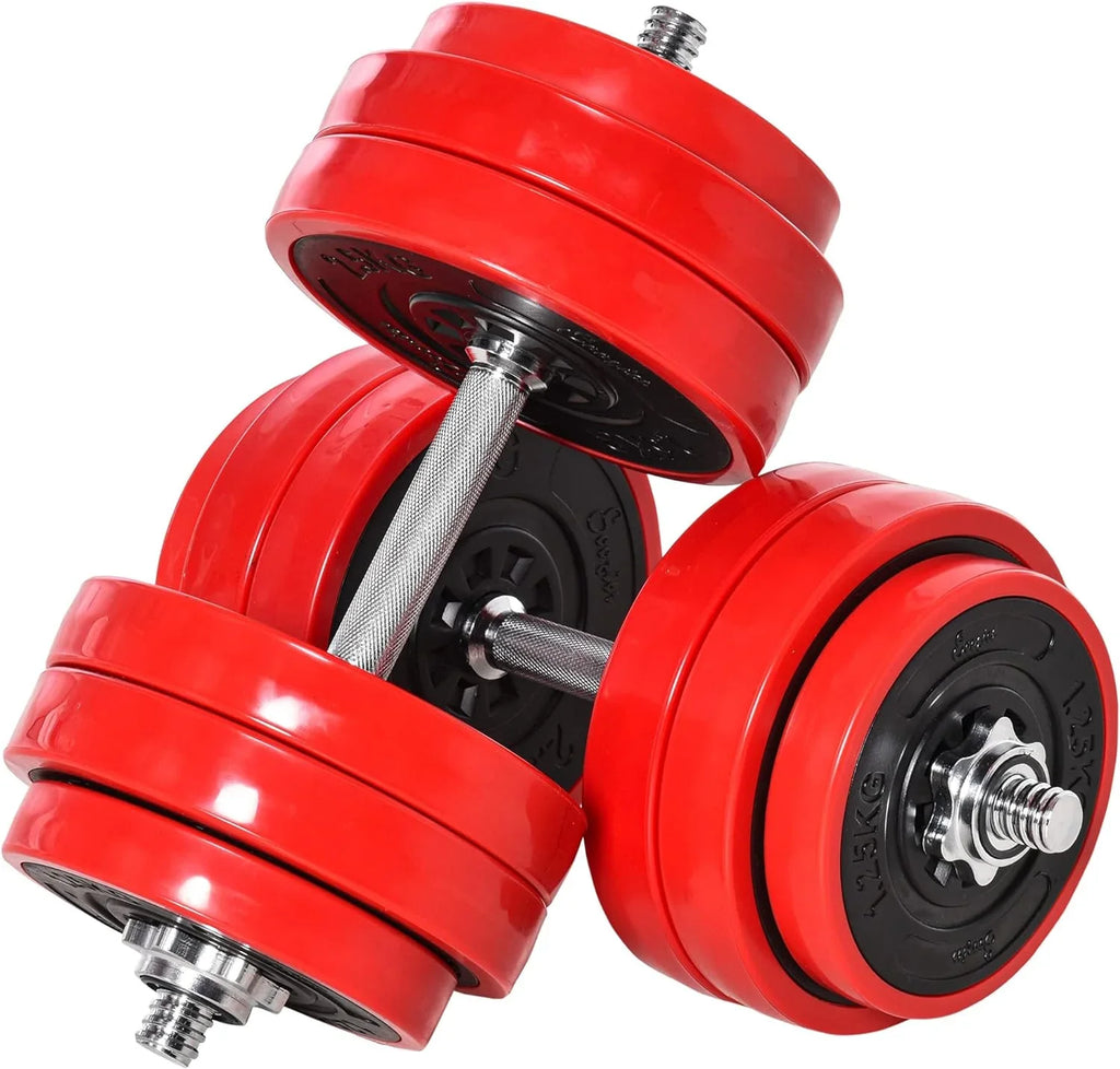 Soozier Adjustable Dumbbell Set; Convertible to Barbell Weight Set for Home Gym Women and Men Weight Lifting Training