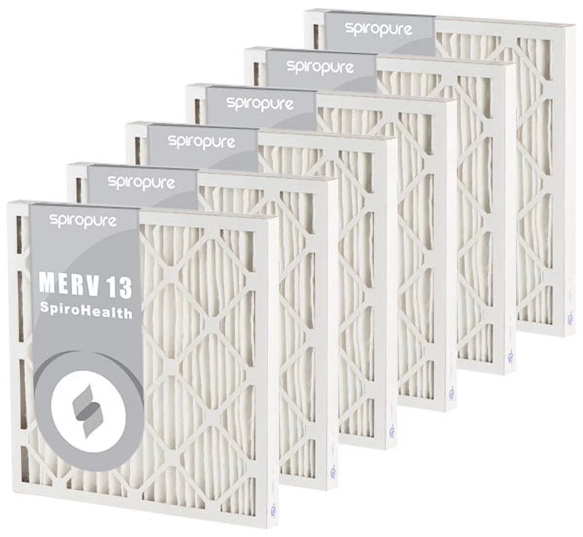SpiroPure 17.5x24.5x2 MERV 13 Pleated Filter Air Filters - Made in USA (6 Pack)