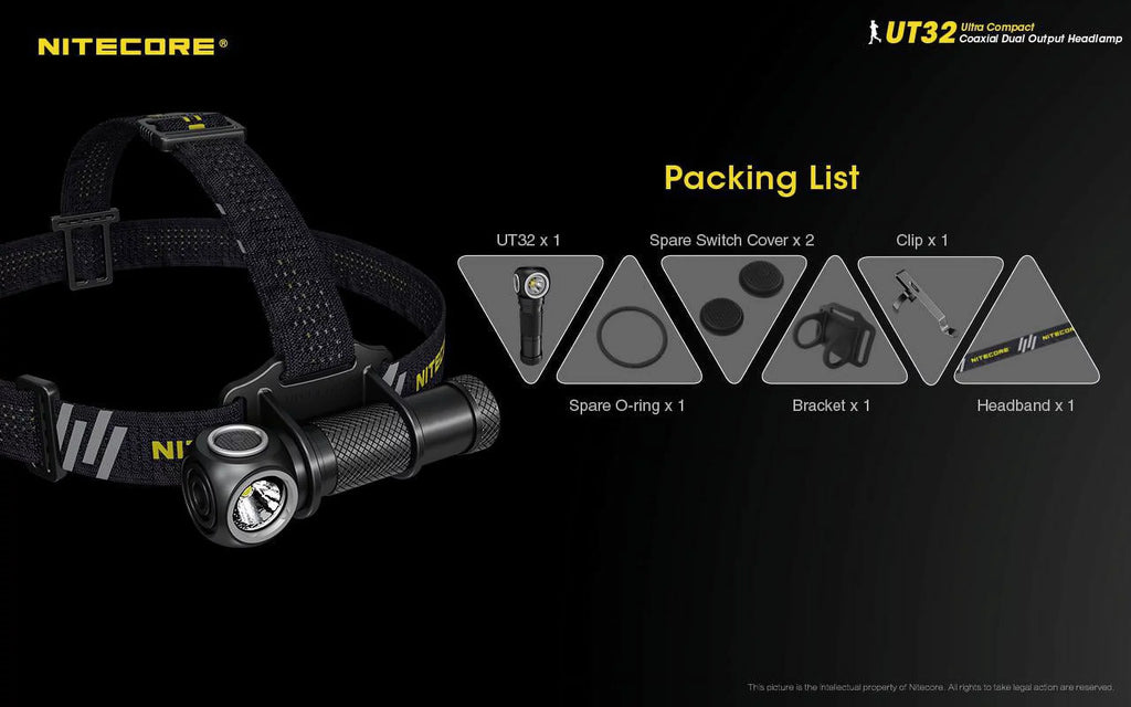 Nitecore UT32 Dual Emitter Headlamp - XP-L2 V6 (5700K; Cool White) - XP-L V6 (3000K; Warm White)