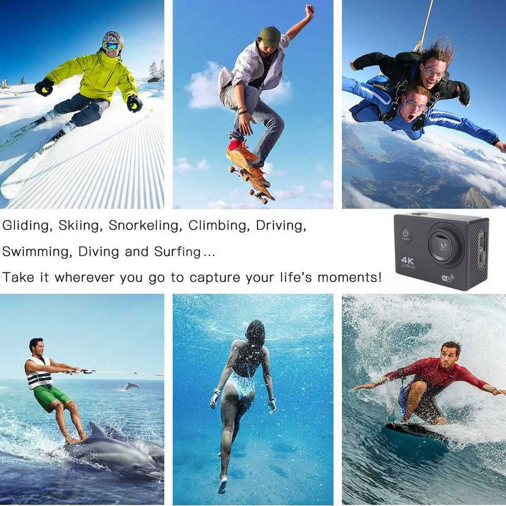 Action Camera HD 1080P Sports Camera Under 30M Fluidproof; TF Card; Battery; Carry Case Included