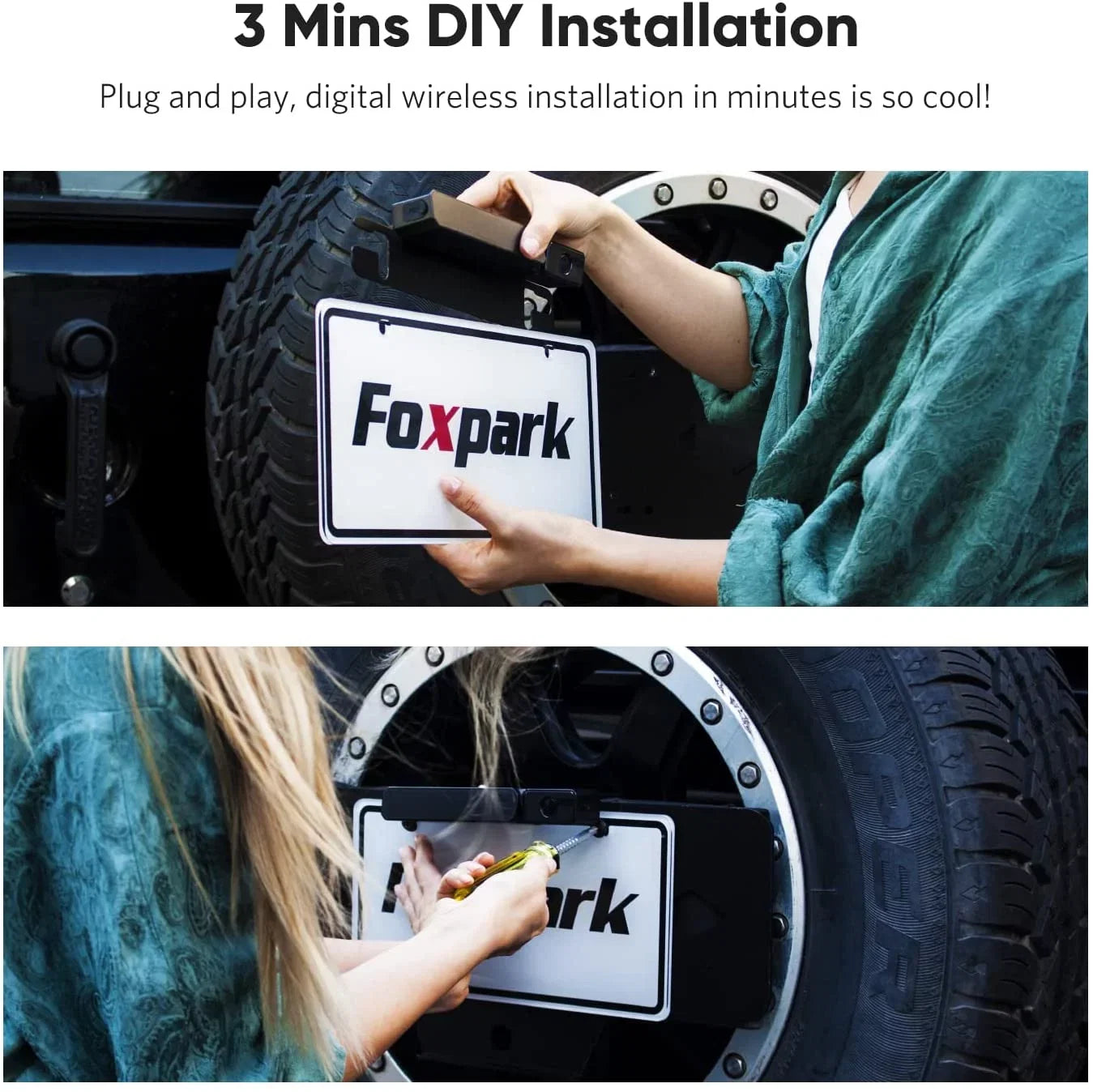 Foxpark Solar RV Wireless Backup Camera 5" Monitor Rear View Camera 2 Channels Trailer Reverse Camera for Van;Camper Highway Observations System (Solar 3)