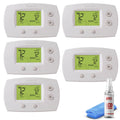 5-Pack Honeywell TH5220D1029 Focuspro 5000 Non-Programmable 2 Heat and 2 Cooling Thermostat; Large Screen + LCD Cleaner