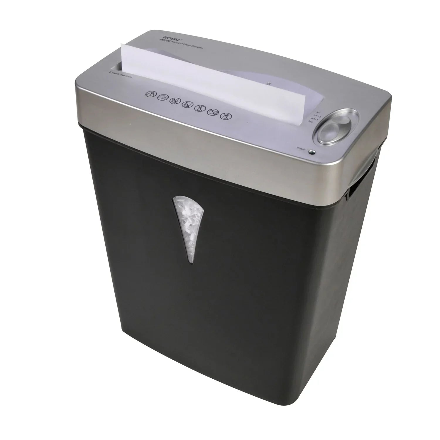 Royal MC500 Paper Shredder - Micro Cut - 5 Per Pass - for shredding Paper; Credit Card - 0.157" x 0.394" Shred Size - 4 gal Wastebin Capacity - Black; Silver