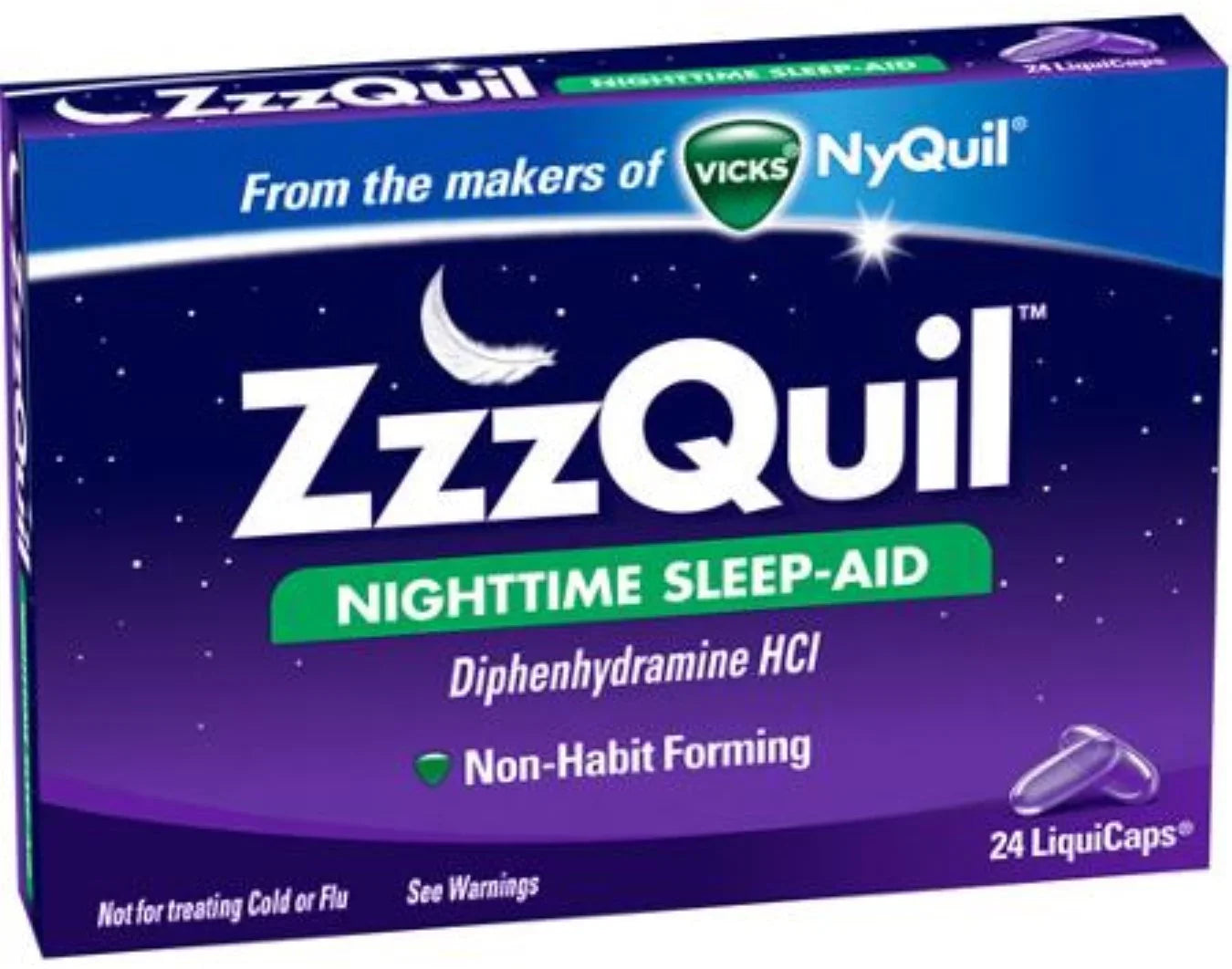 ZzzQuil Nighttime Sleep-Aid; LiquiCaps 24 ea (Pack of 4)