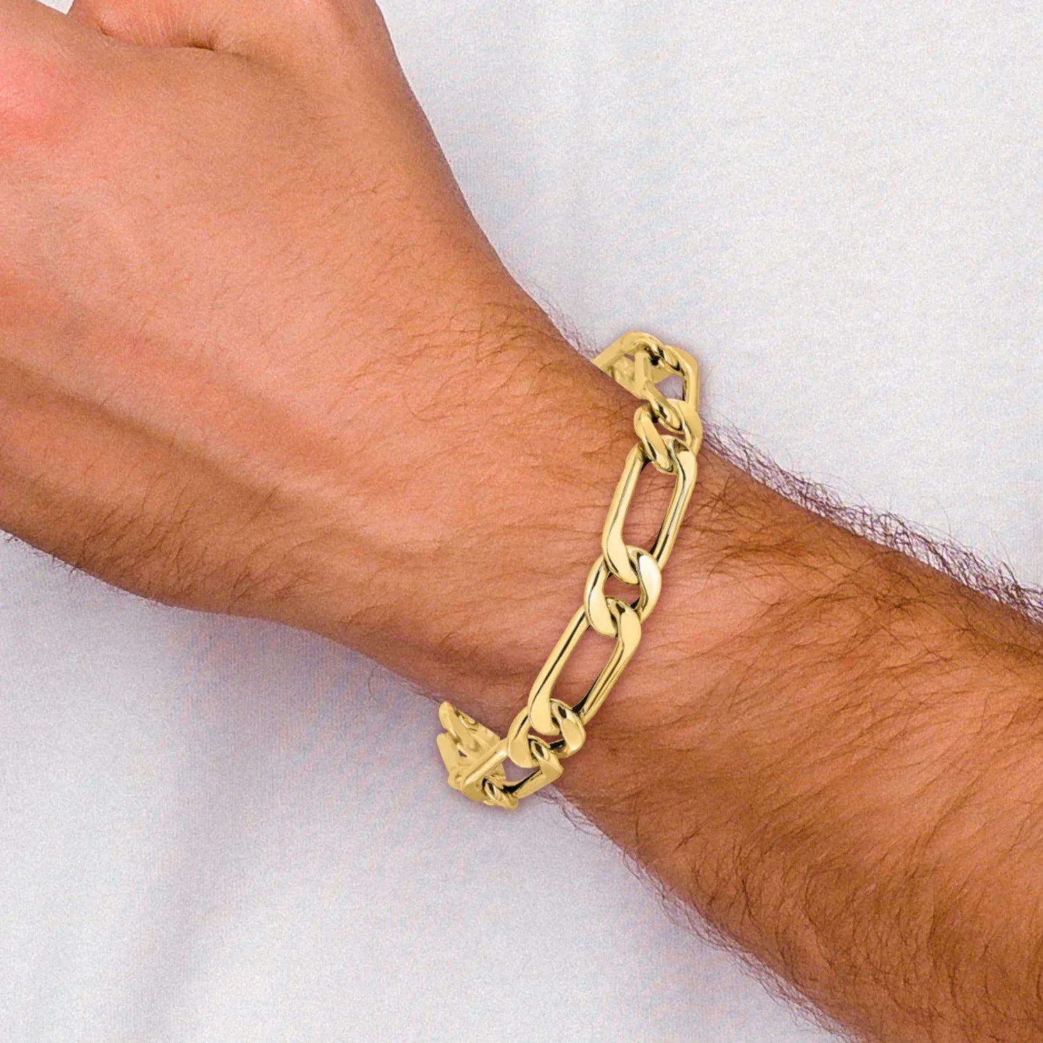 14K Polished Hollow Exhaustcy Link Men's Bracelet
