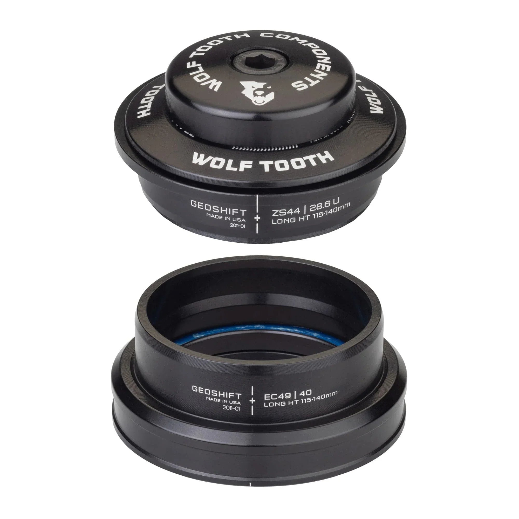 Wolf Tooth GeoShift Performance Angle Headset - 1 Deg; Long; ZS44/EC49; Black