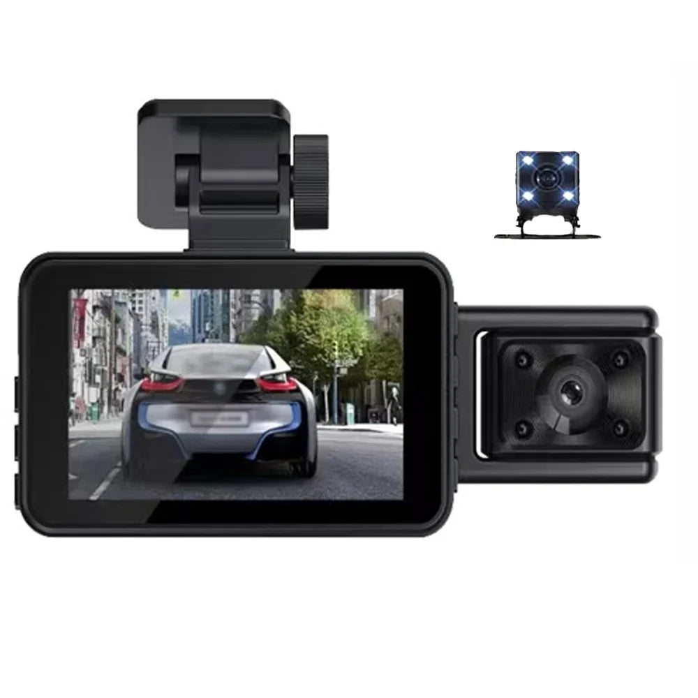 3 Channel Dash Cam Front and Rear Inside; 1080p 3 footes 170° Wide Angle Dashcam; Dash Camera for Cars with 128GB Card; Super Night Vision; G-Sensor; Motion Detection