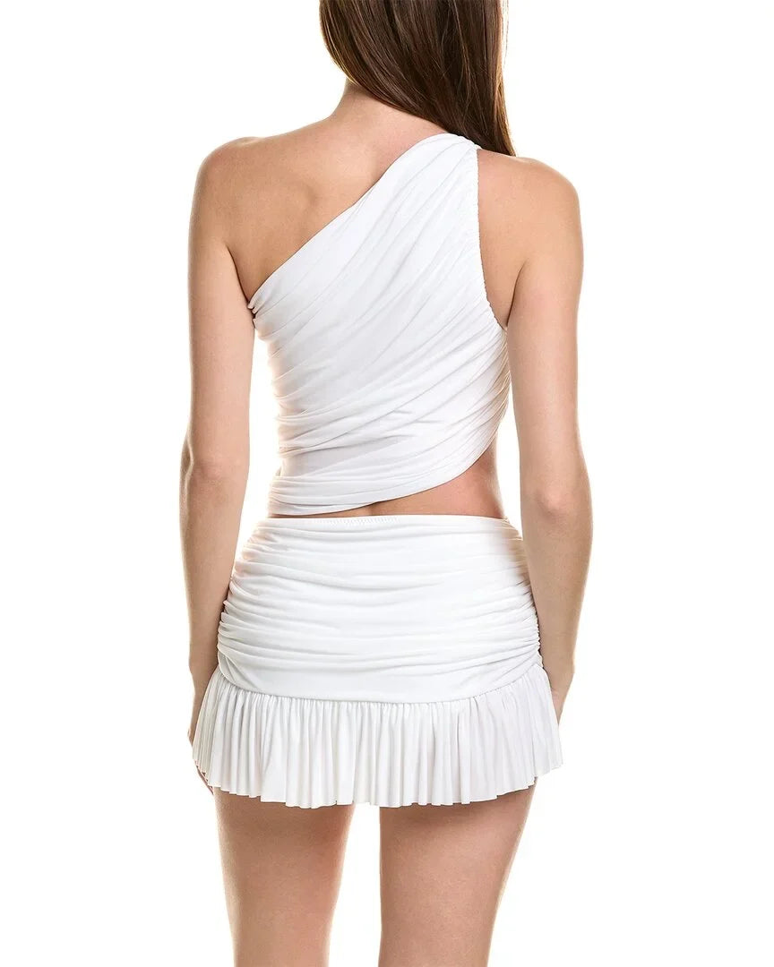 Norma Kamali Womens Diana Ruched One Shoulder Bikini Swim Top