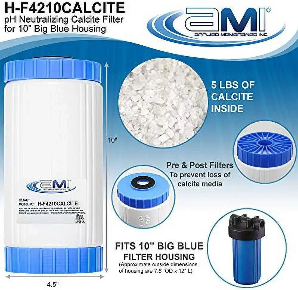INC Ph Neutralization Filter Cartridge | Calcite Filter To Raise Alkalinity Of Low Ph | Standard 4.5" X 10" Size Fits 10 millimeter Filter Housing | H-F4210CALCITE (4.5X10))