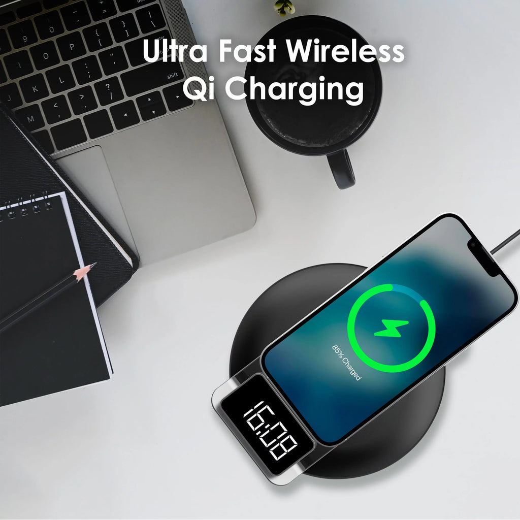 Rexing RS7 3-in-1 Wireless Charging Station; Touch Control; Table-Desk Lamps - Black